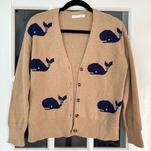 Anthropologie Whale of a Time Caridgan Tan and Navy Size Medium